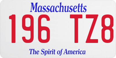 MA license plate 196TZ8
