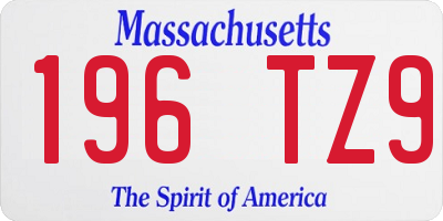 MA license plate 196TZ9