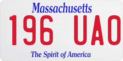 MA license plate 196UA0