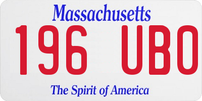 MA license plate 196UB0