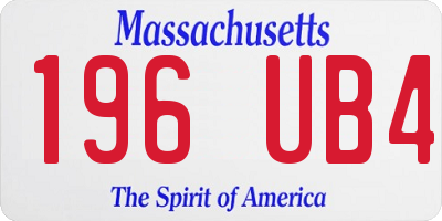 MA license plate 196UB4