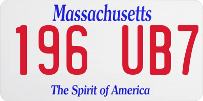 MA license plate 196UB7