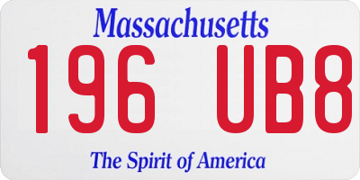 MA license plate 196UB8