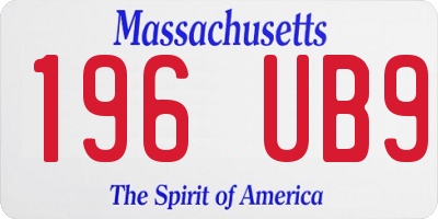 MA license plate 196UB9