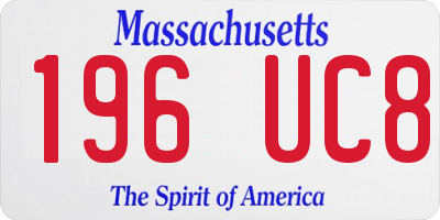 MA license plate 196UC8