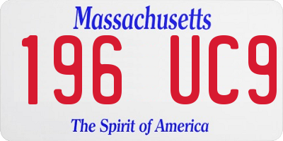 MA license plate 196UC9