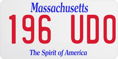 MA license plate 196UD0