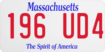 MA license plate 196UD4