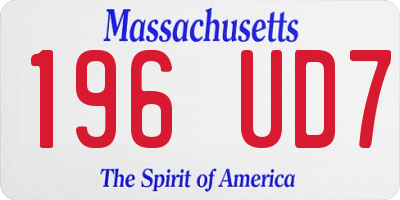MA license plate 196UD7