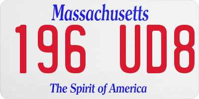 MA license plate 196UD8