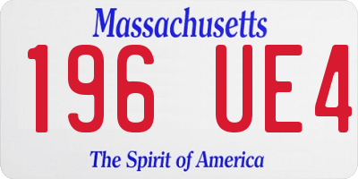 MA license plate 196UE4