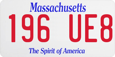 MA license plate 196UE8
