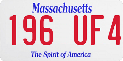 MA license plate 196UF4