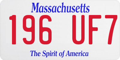 MA license plate 196UF7