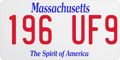 MA license plate 196UF9