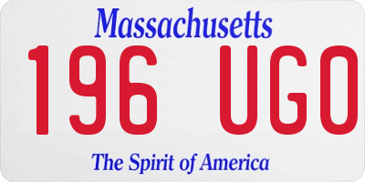 MA license plate 196UG0