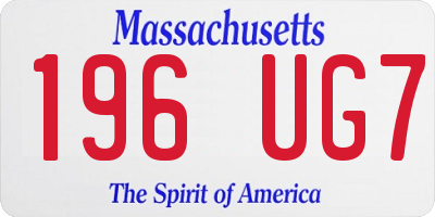 MA license plate 196UG7