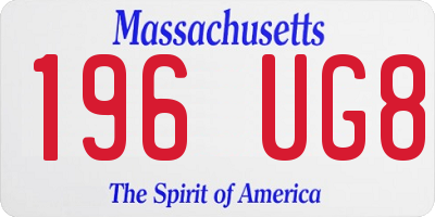 MA license plate 196UG8