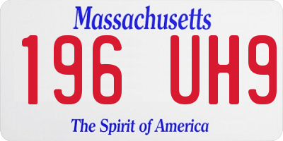 MA license plate 196UH9