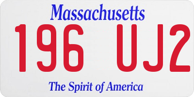 MA license plate 196UJ2