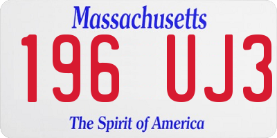 MA license plate 196UJ3