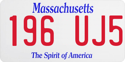 MA license plate 196UJ5
