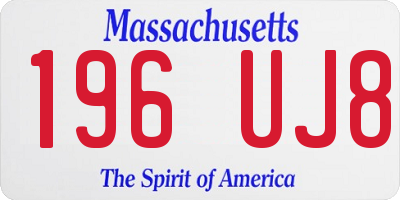 MA license plate 196UJ8