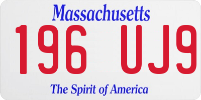 MA license plate 196UJ9