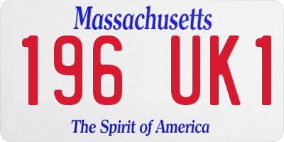MA license plate 196UK1