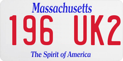 MA license plate 196UK2