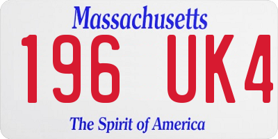 MA license plate 196UK4