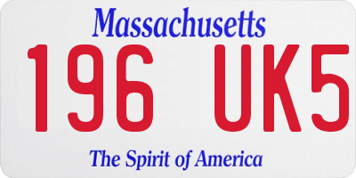 MA license plate 196UK5