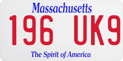 MA license plate 196UK9