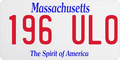 MA license plate 196UL0