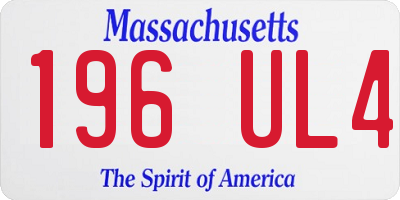 MA license plate 196UL4