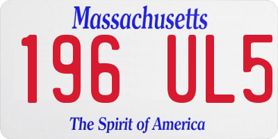 MA license plate 196UL5