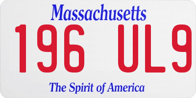 MA license plate 196UL9