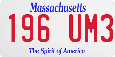 MA license plate 196UM3