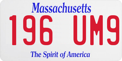 MA license plate 196UM9