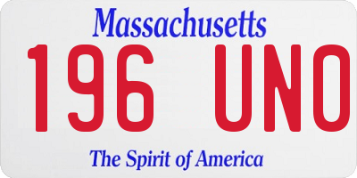 MA license plate 196UN0