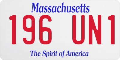 MA license plate 196UN1