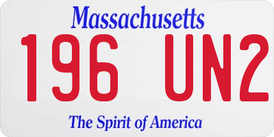 MA license plate 196UN2