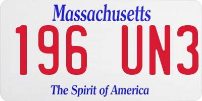 MA license plate 196UN3