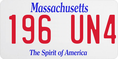 MA license plate 196UN4