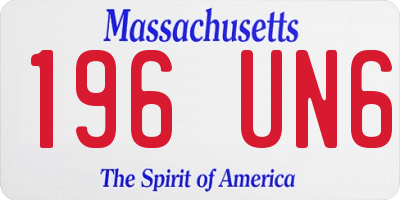 MA license plate 196UN6