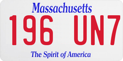 MA license plate 196UN7