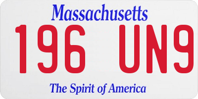 MA license plate 196UN9