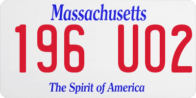 MA license plate 196UO2