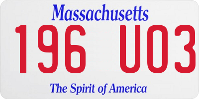 MA license plate 196UO3