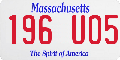 MA license plate 196UO5